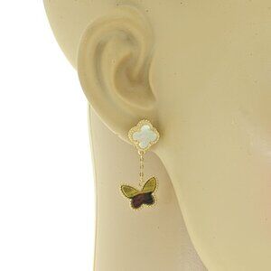 Mother of Pearl and Tiger Eye butterfly 18k GP over sterling silver Earrings